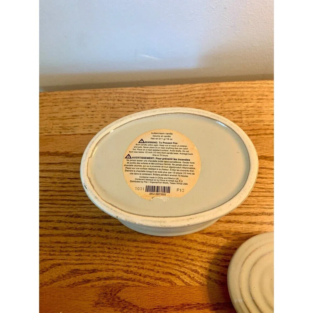 Pier One Terracotta VTG Candle Holder Canister Clay container coil Dish Vanilla